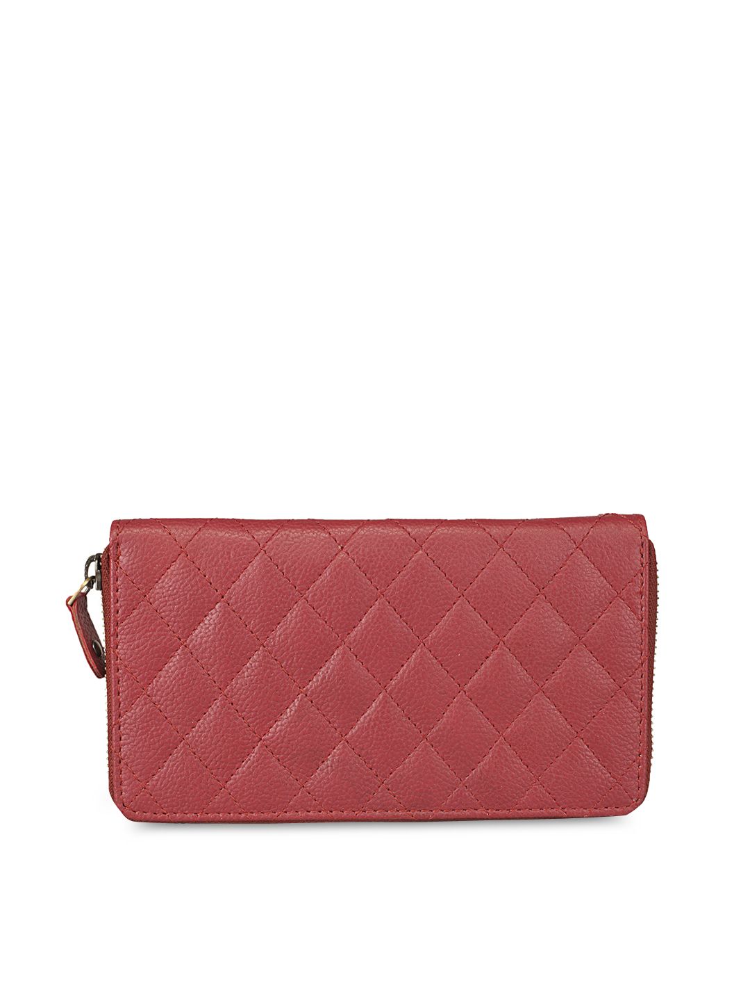 GENWAYNE Women Red Textured Zip Around Wallet Price in India