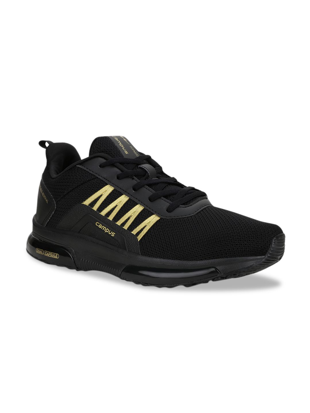 Campus Men Black Mesh Running Shoes