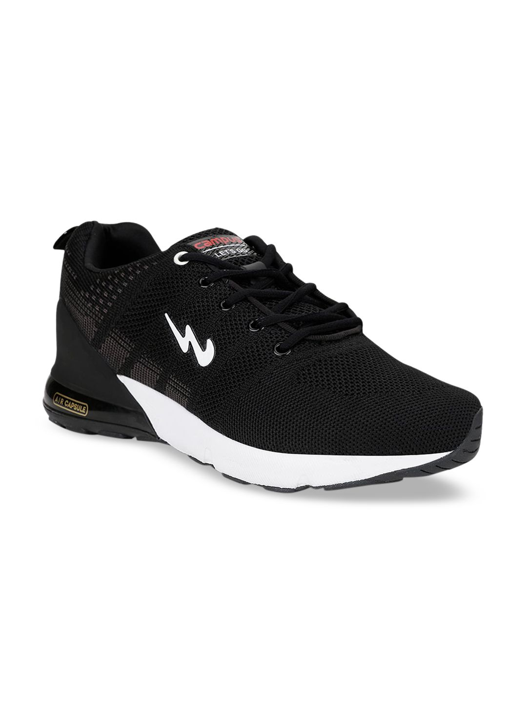 Campus SYRUS Men Black & White Mesh Running Shoes