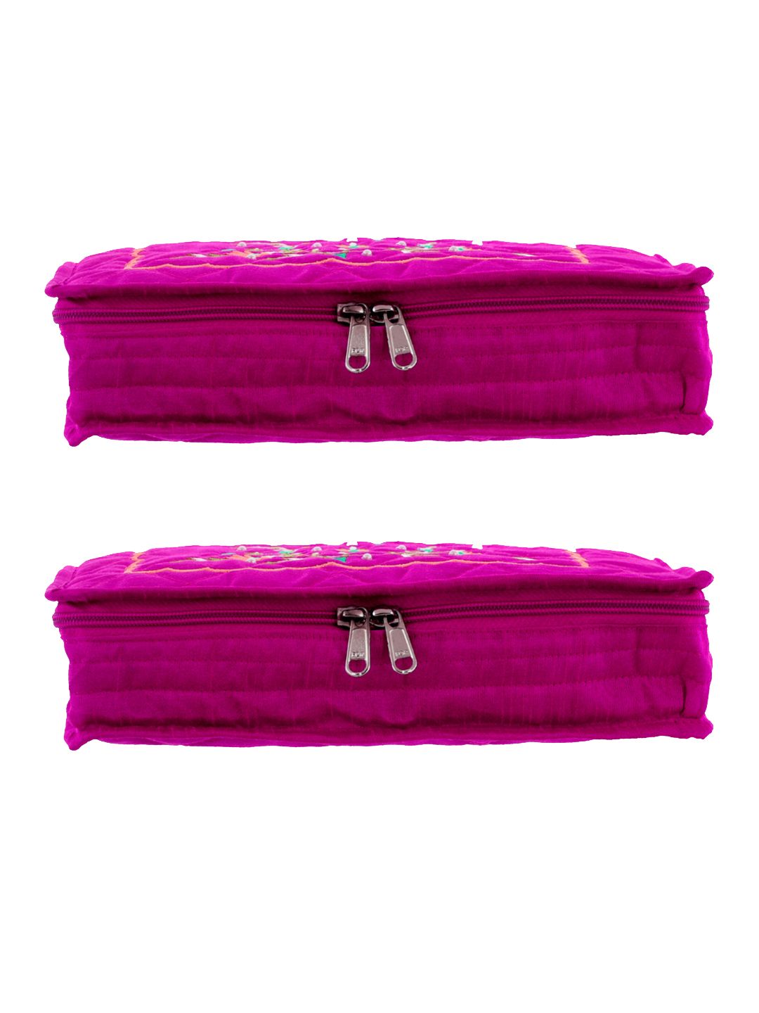 Kuber Industries Set of 2 Pink Embroidered Jewellery Organisers Price in India