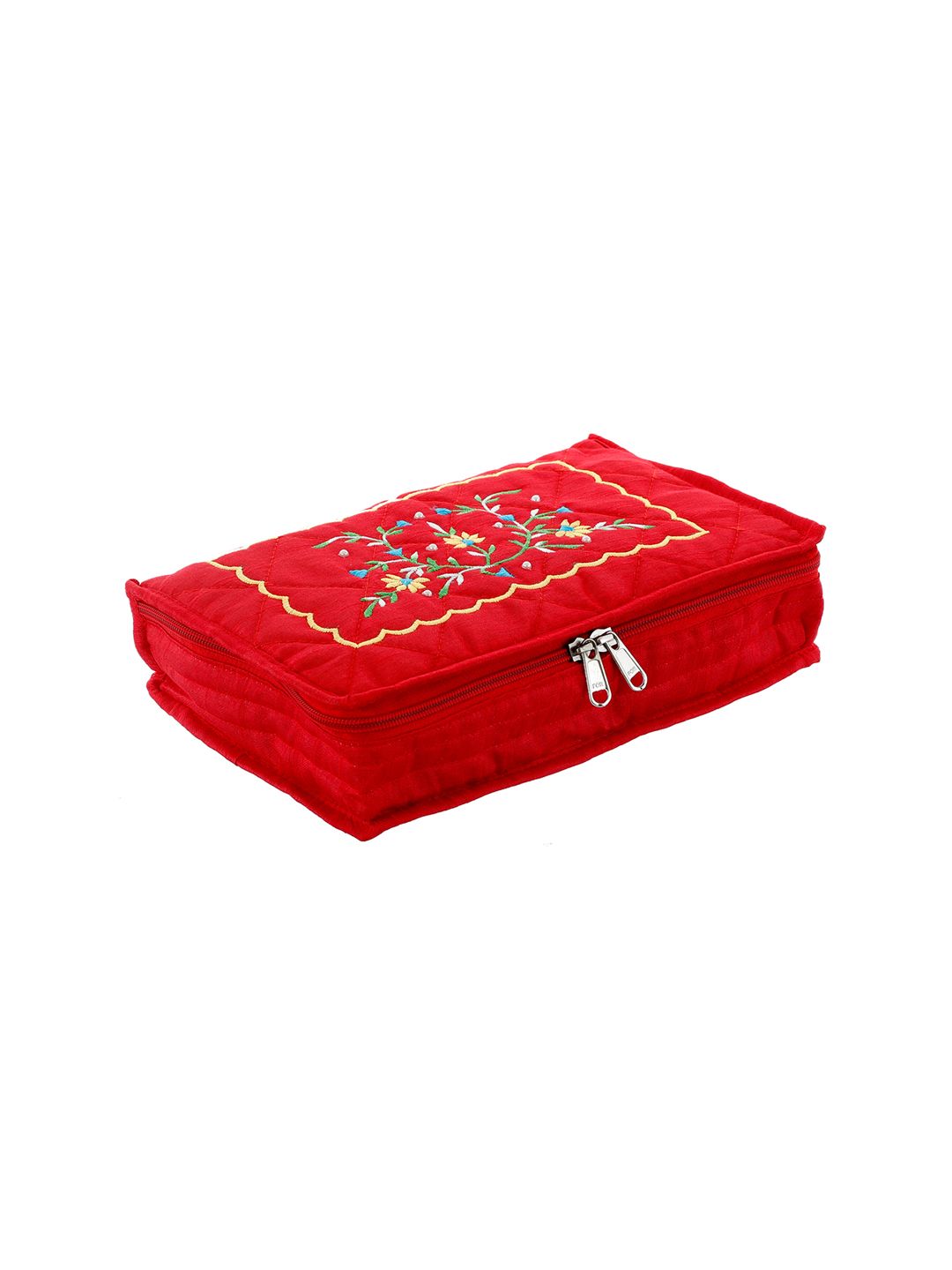 Kuber Industries Red & Green Embroidered Jewellery Organiser Price in India