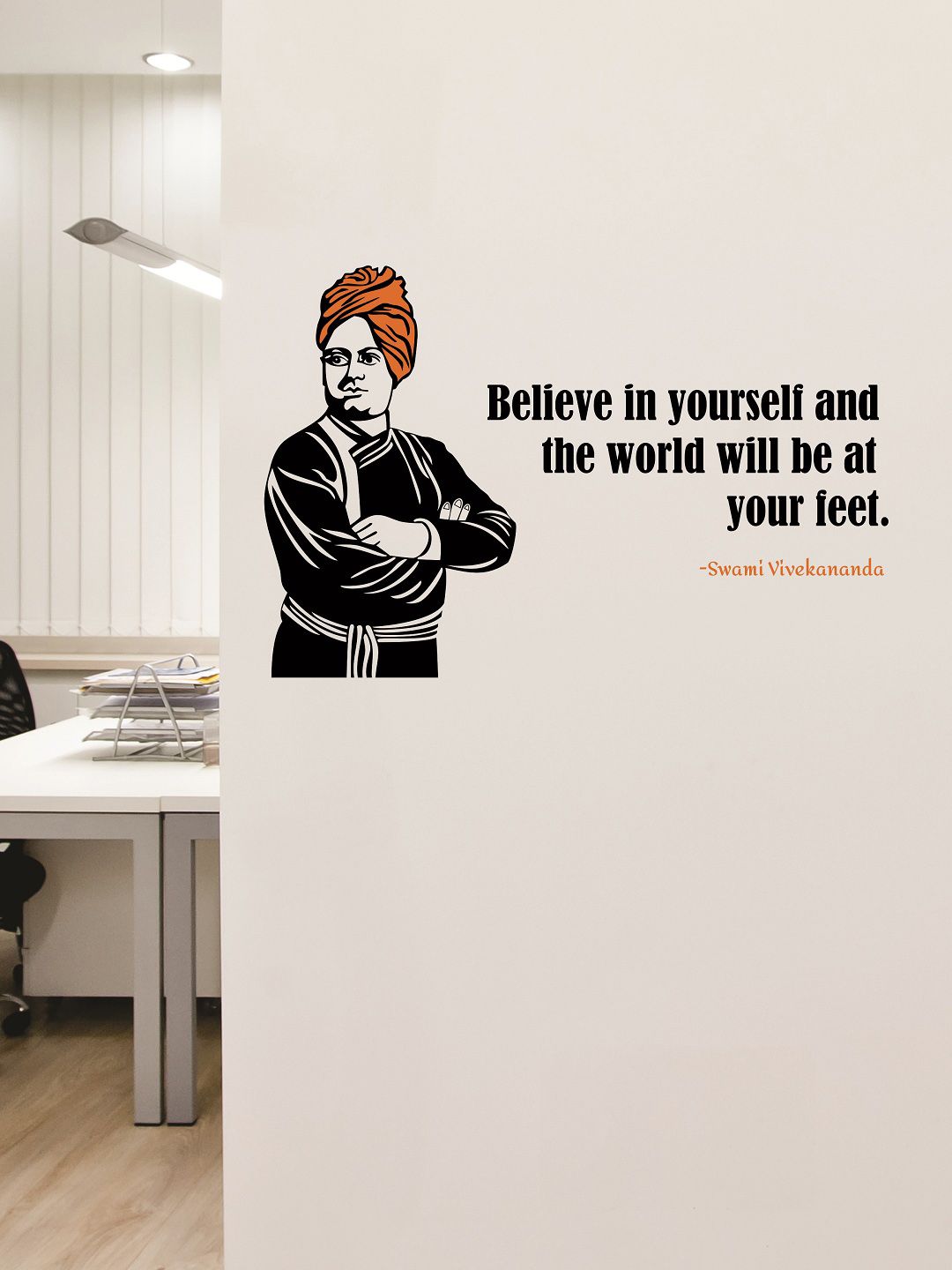 WALLSTICK Black & Orange Swami Vivekananda Large Vinyl Sticker Price in India