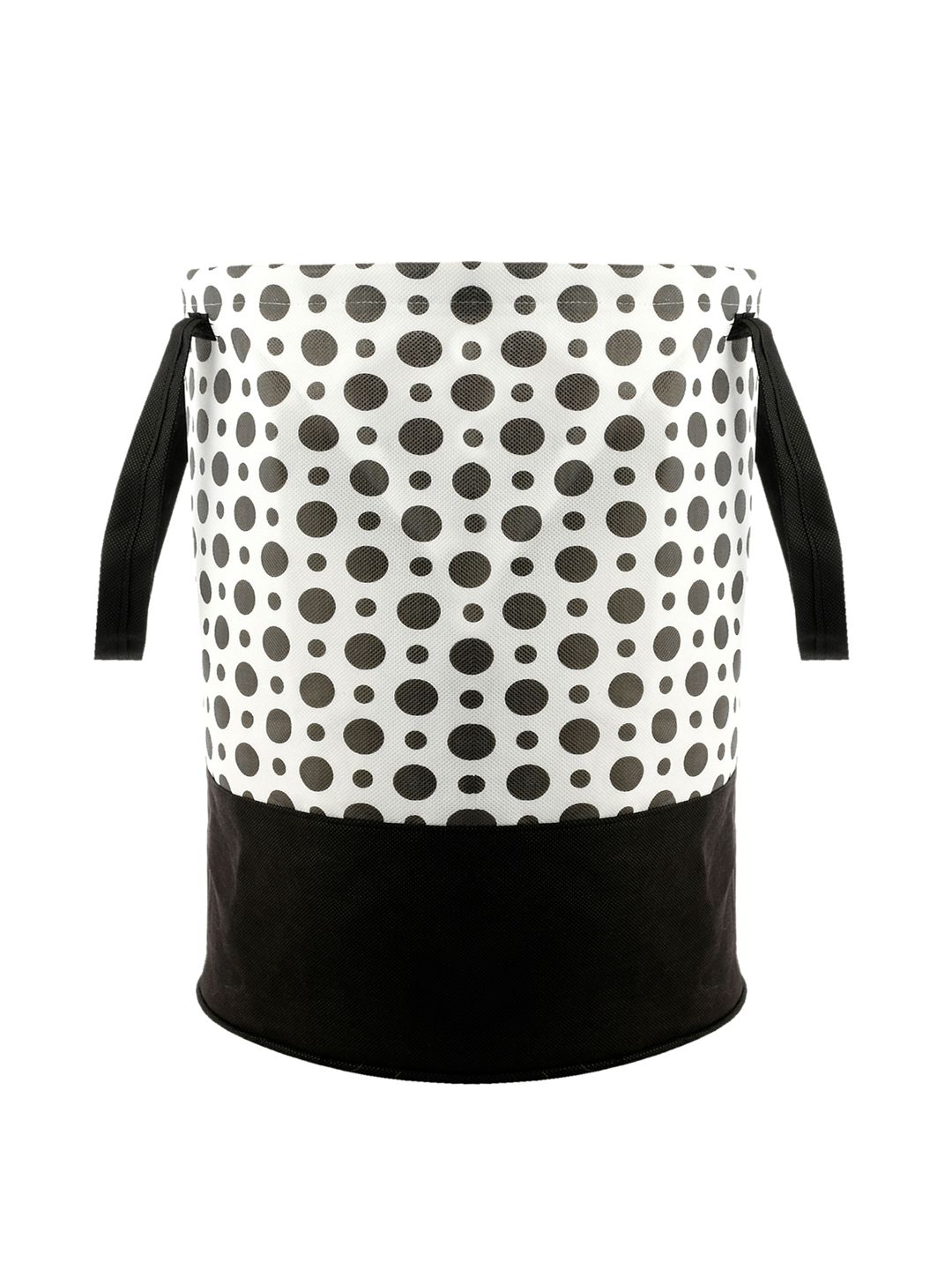 Kuber Industries Black & White Polka Dot Print Waterproof Canvas Laundry Bag 45 L Price in India