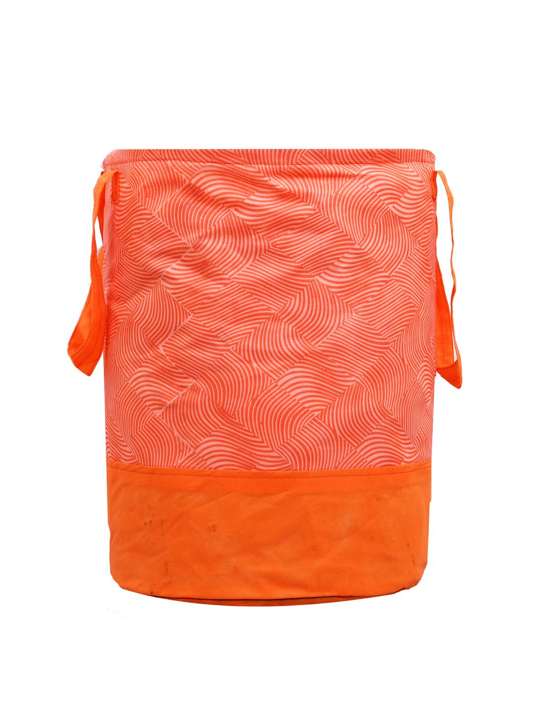 Kuber Industries Orange Laheriya Printed Waterproof Canvas Laundry Basket Organizer 45L Price in India