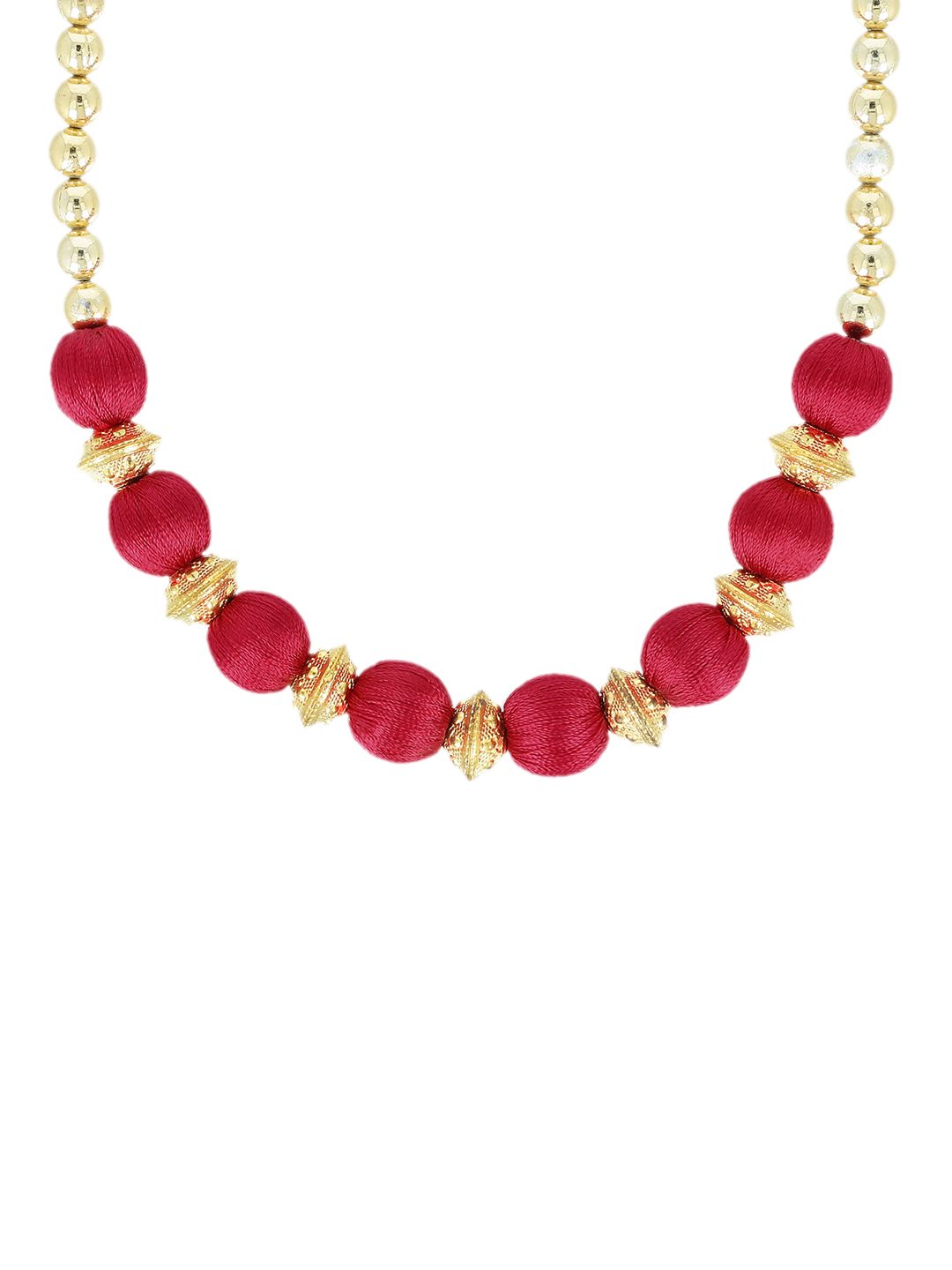 AKSHARA Gold-Toned & Red Handcrafted Beaded Necklace Price in India