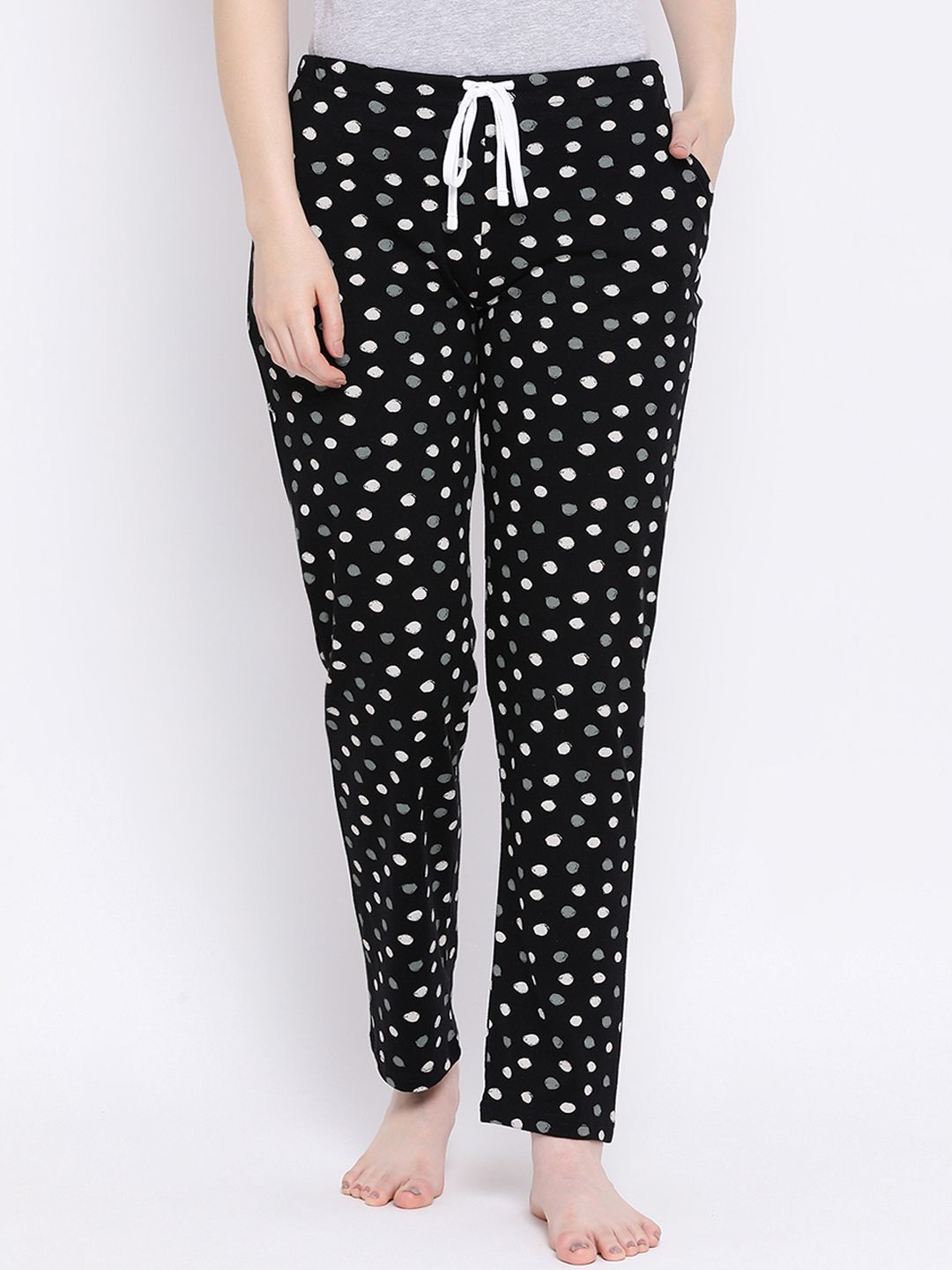 Kanvin Women Black & White Printed Pyjamas Price in India