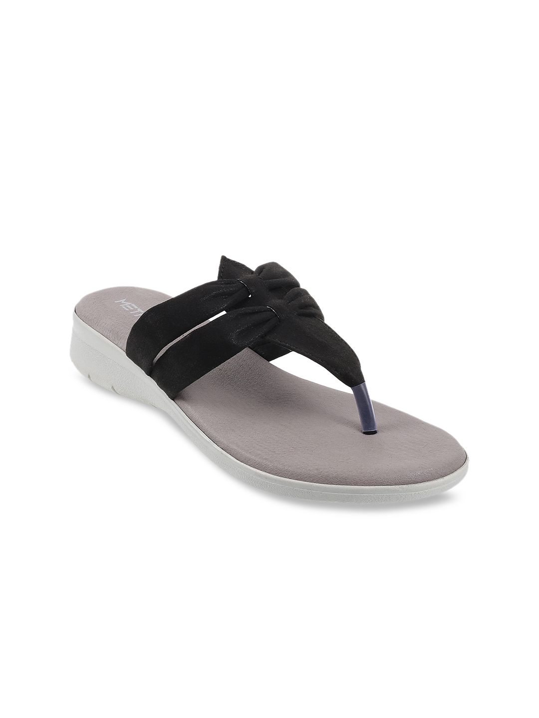 Metro Women Black Solid Sandals Price in India