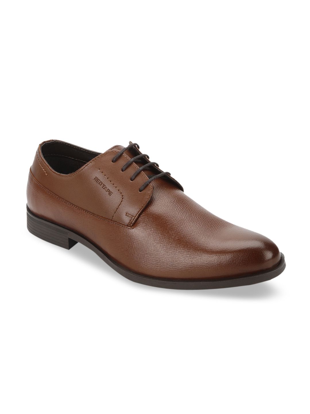 Red Tape Men Brown Textured Leather Formal Derbys