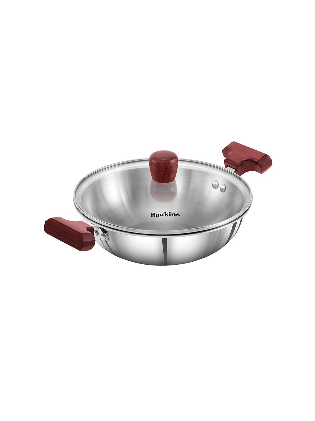 Hawkins Silver-Toned & Red Triply 3 mm Extra-Thick Stainless Steel Deep Fry Pan With Lid Price in India