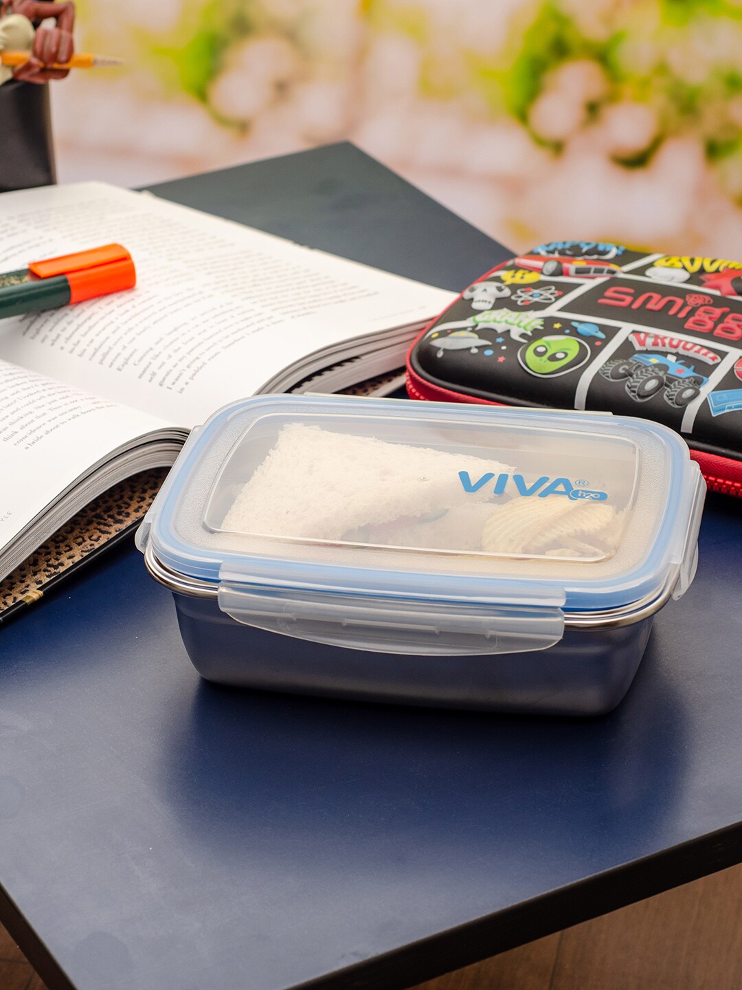 VIVA h2o Blue & Transparent Stainless Steel Storage Box Price in India