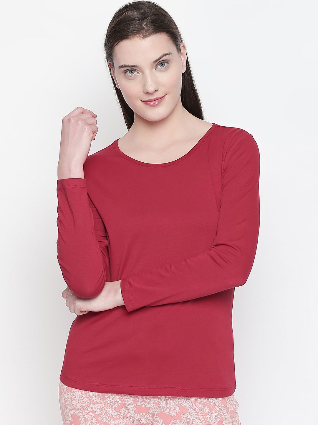 Dreamz by Pantaloons Women Red Solid Lounge Tshirt Price in India