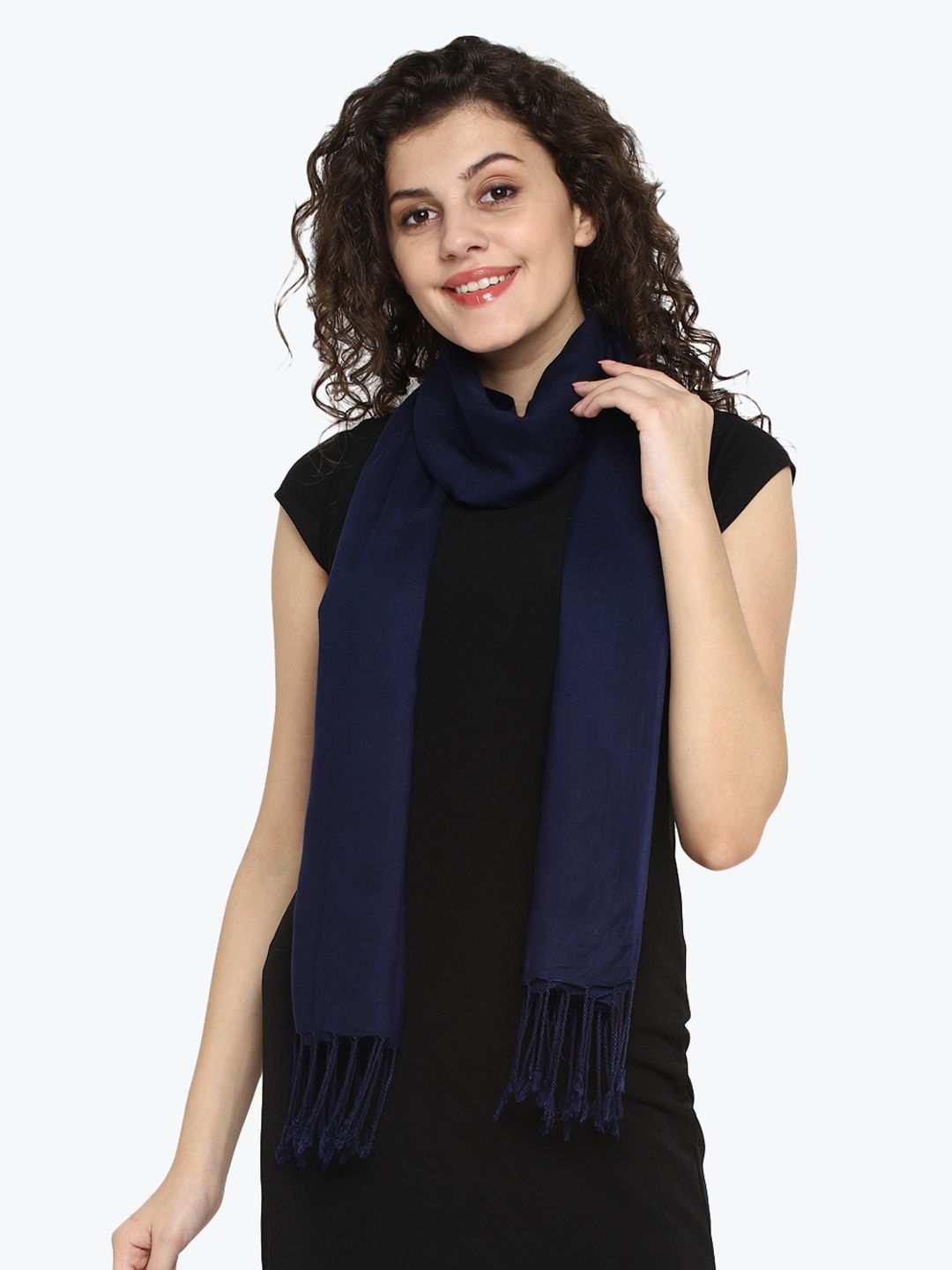 Aditi Wasan Women Navy Blue Solid Stole Price in India