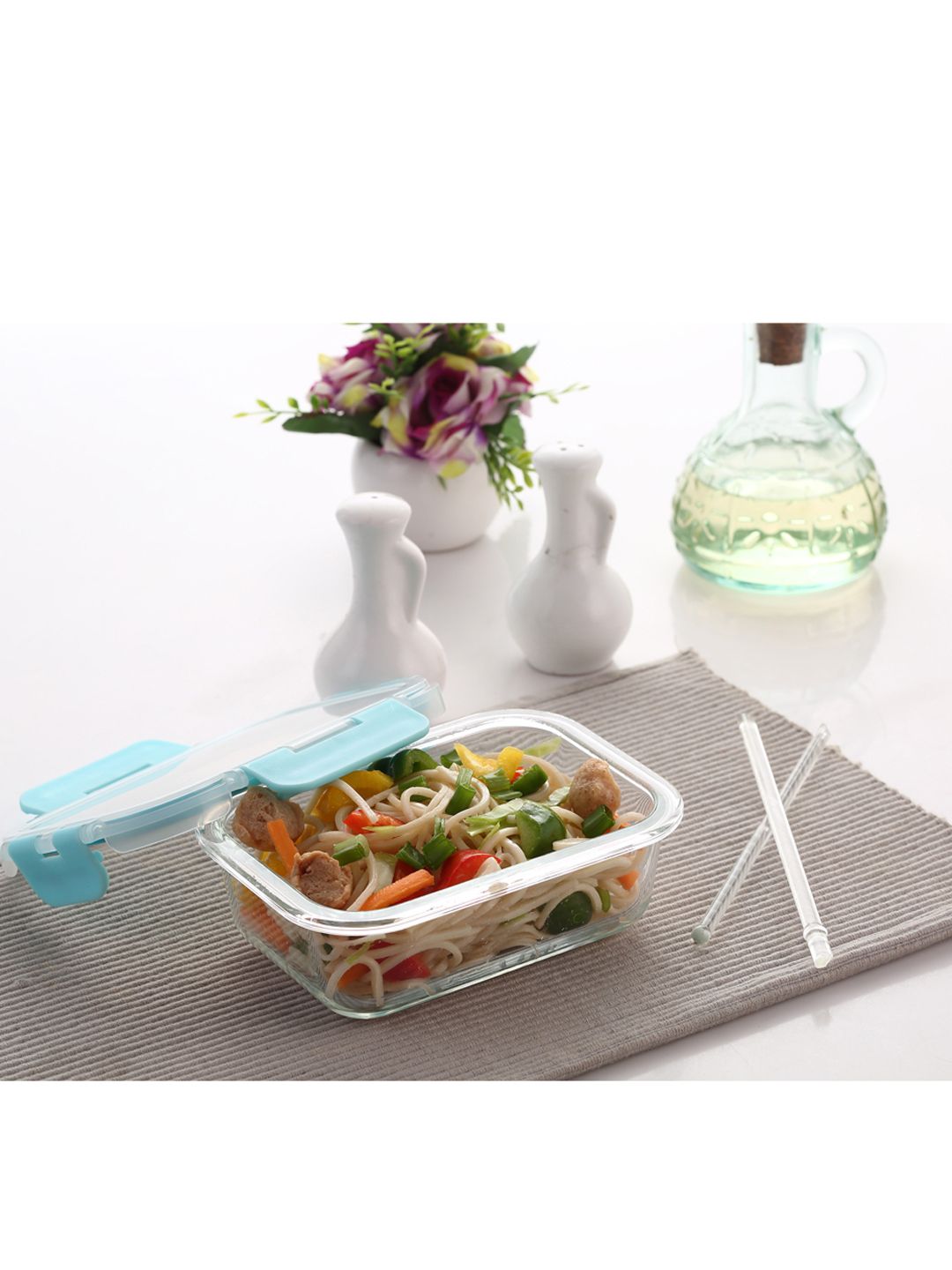 HAZEL Set Of 2 Borosilicate Glass Rectangle Shaped Airtight & Leak Proof Containers Price in India