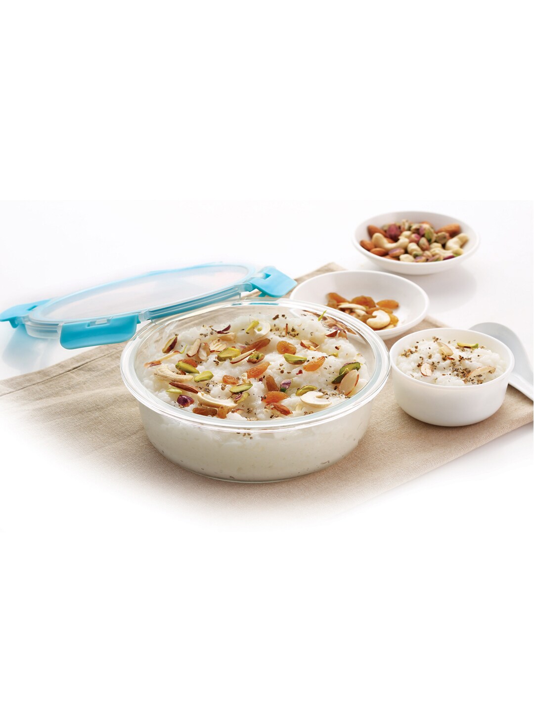 HAZEL Set Of 2 Transparent Borosilicate Glass Round Airtight & Leak Proof Containers Price in India