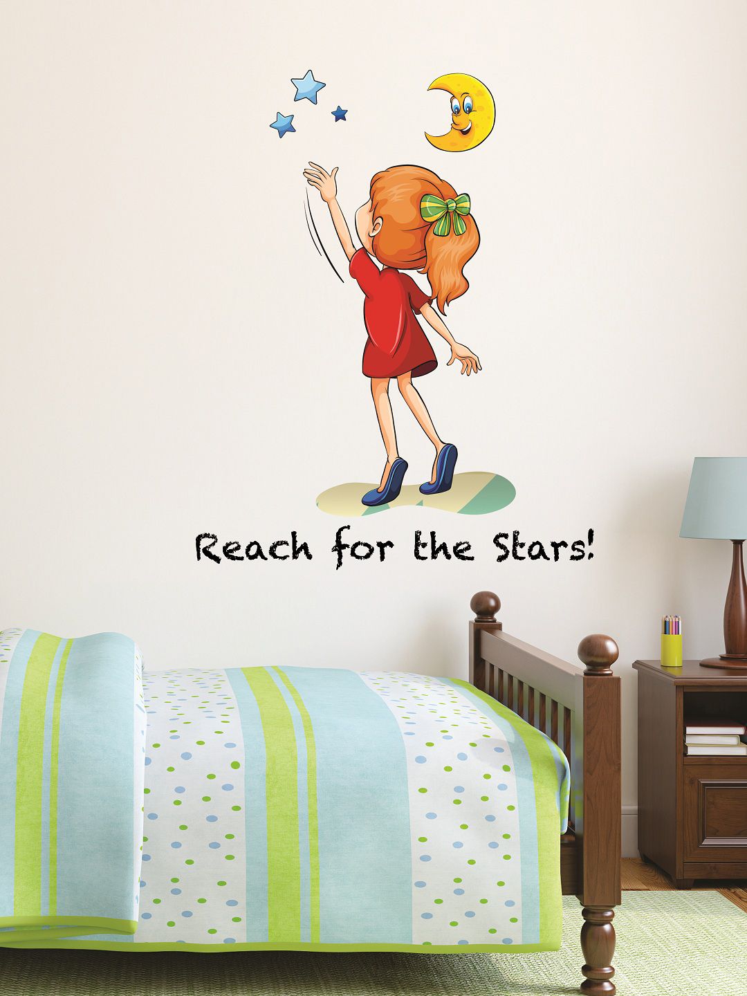 WALLSTICK Red & Brown Reach For The Stars Large Vinyl Wall Sticker Price in India