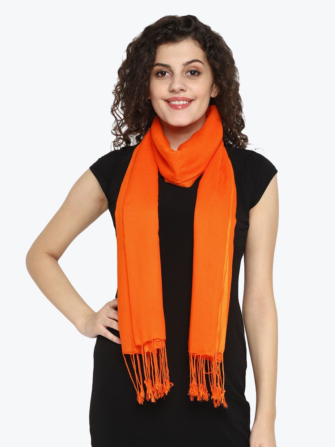 Aditi Wasan Women Orange Solid Stole Price in India