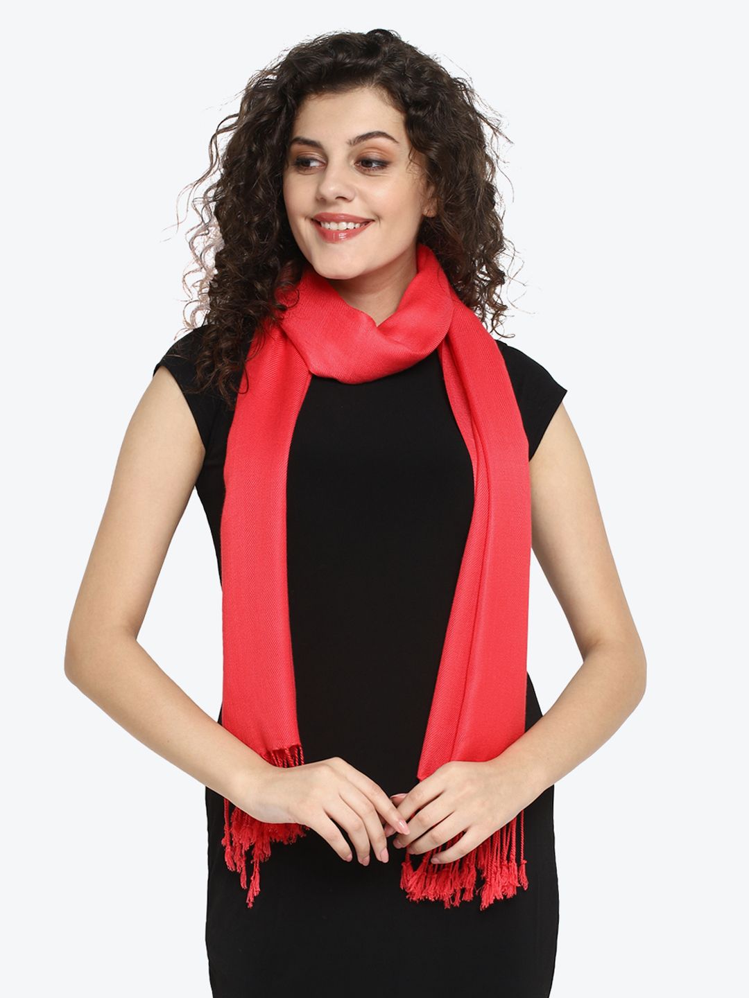 Aditi Wasan Women Red Solid Twill Stole Price in India