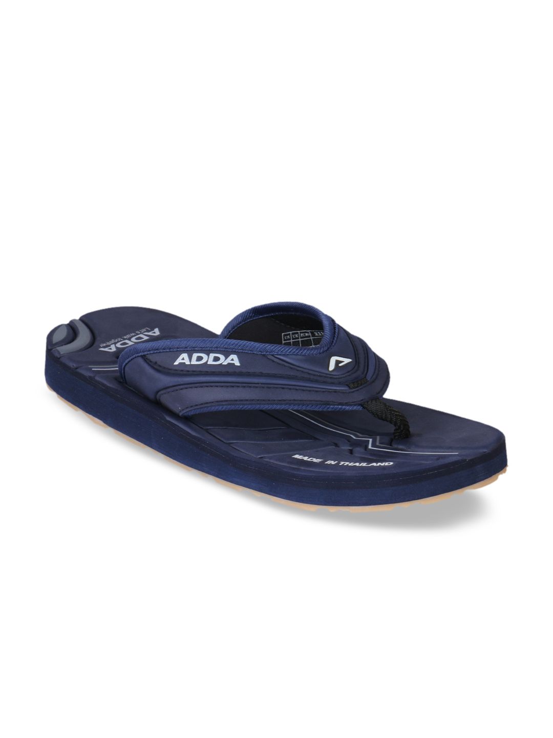 Adda Men Navy Blue Self Design Thong Flip-Flops