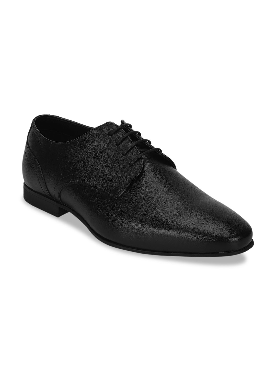 Red Tape Men Black Solid Leather Formal Derbys