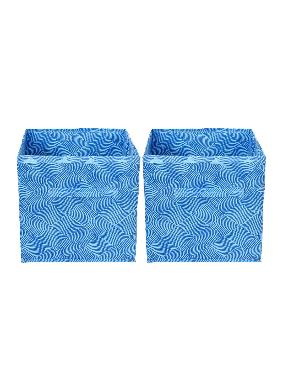 Kuber Industries Set Of 2 Blue Printed Foldable Storage Boxes With Handle Replacement Drawer Price in India