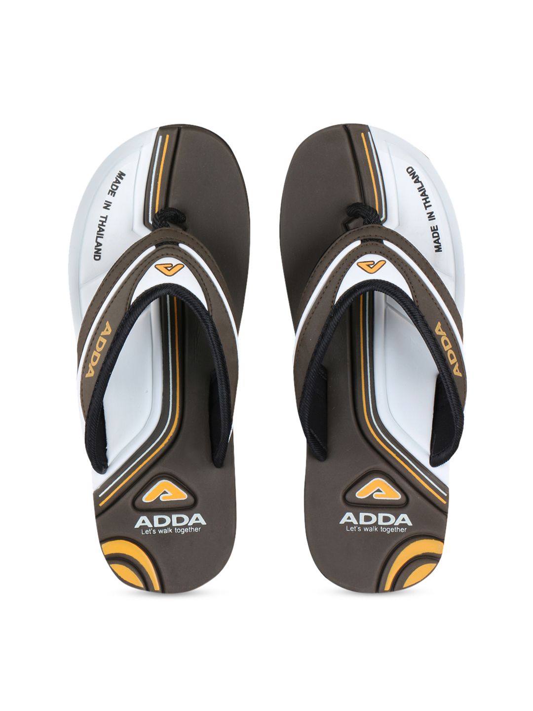 Adda Men Green & White Colourblocked Thong Flip-Flops