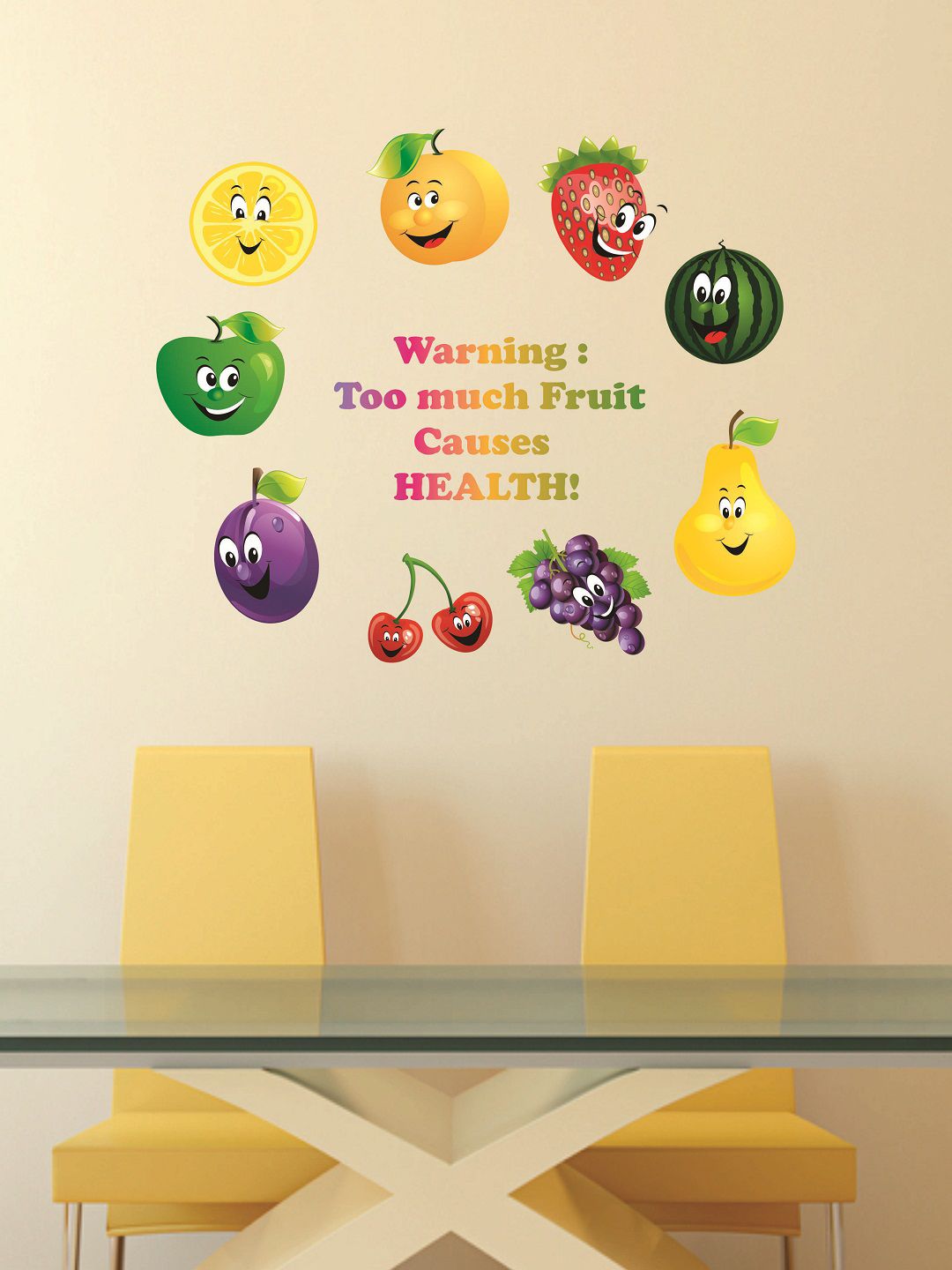 WALLSTICK Yellow & Purple Fruits Large Vinyl Wall Sticker Price in India