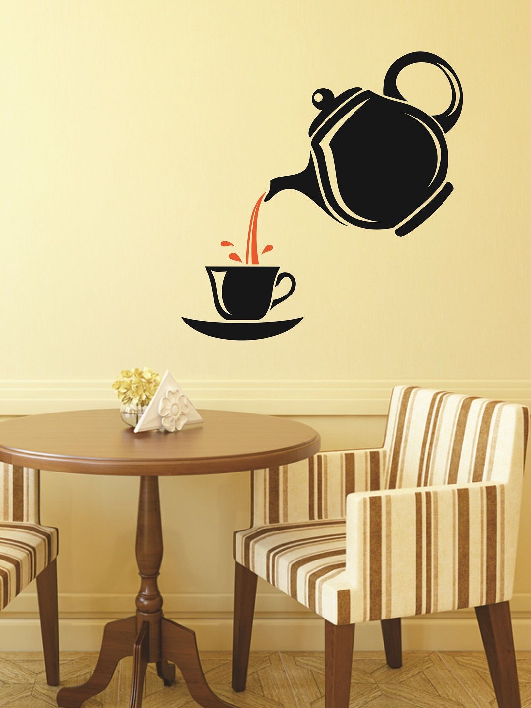 WALLSTICK Black & Red Tea Pot Large Vinyl Wall Sticker Price in India