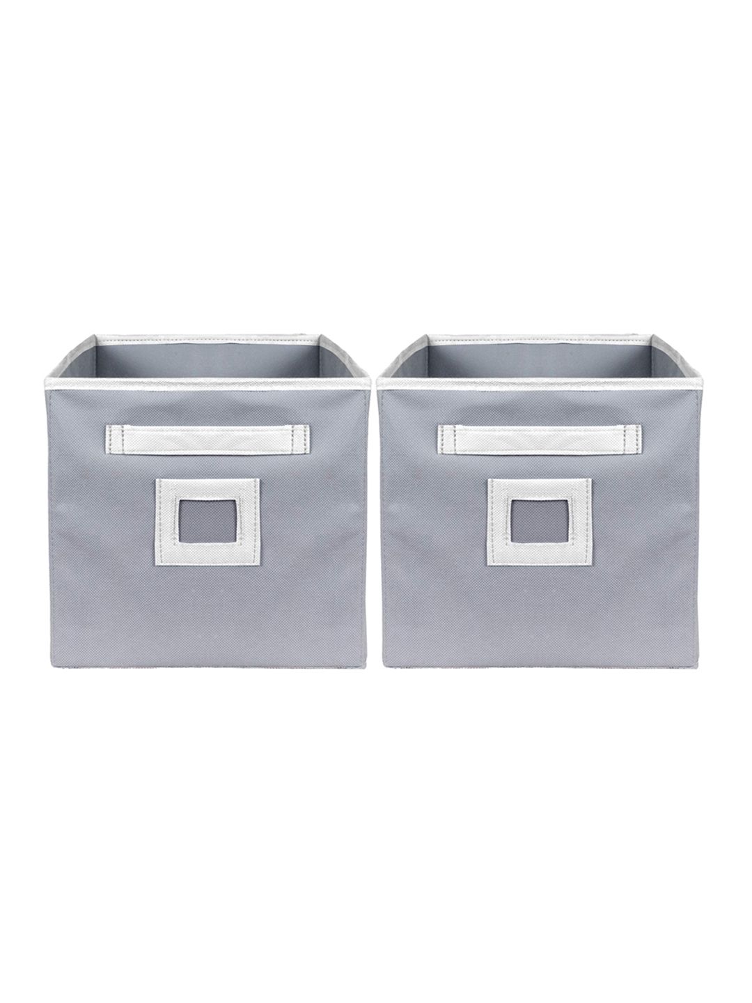 Kuber Industries Set Of 2 Grey Solid Large Foldable Cube Storage Boxes With Handle Replacement Drawer Price in India