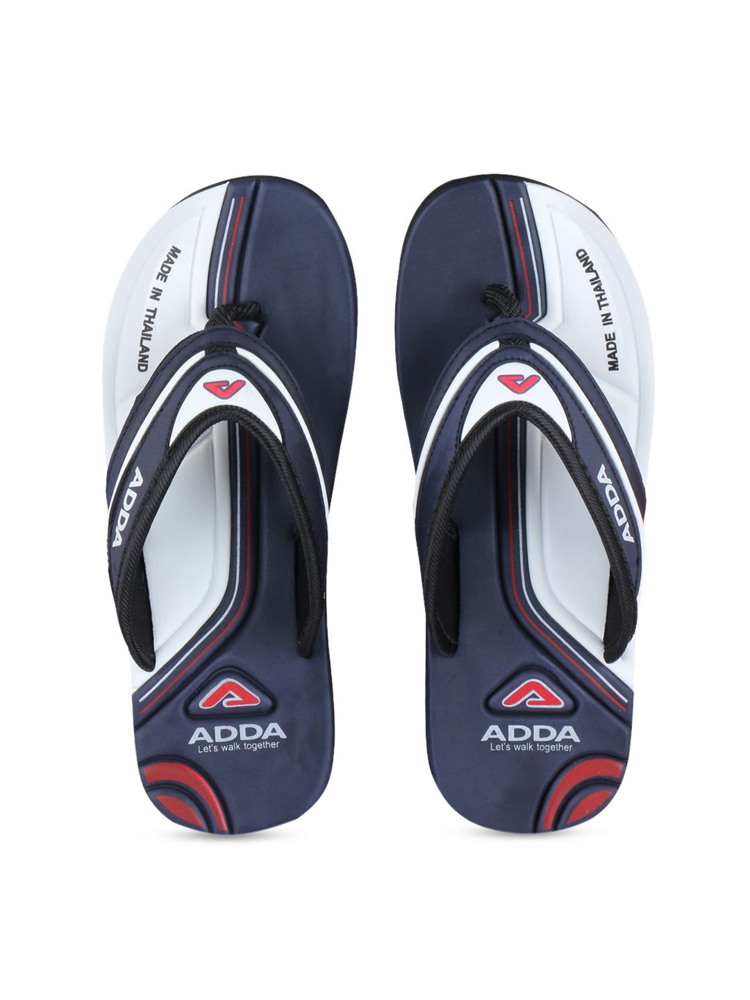 Adda Men Navy Blue & White Printed Thong Flip-Flops