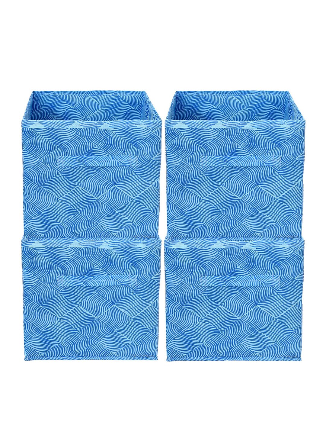 Kuber Industries Set Of 4 Blue Printed Foldable Cube Storage Boxes With Handle Replacement Drawer Price in India