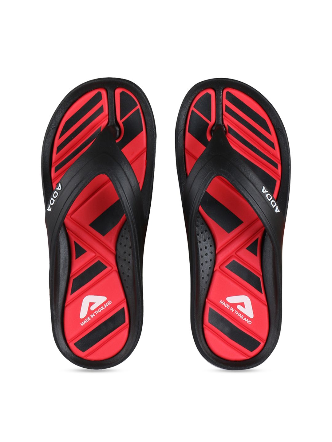 Adda Men Black & Red Colourblocked Thong Flip-Flops