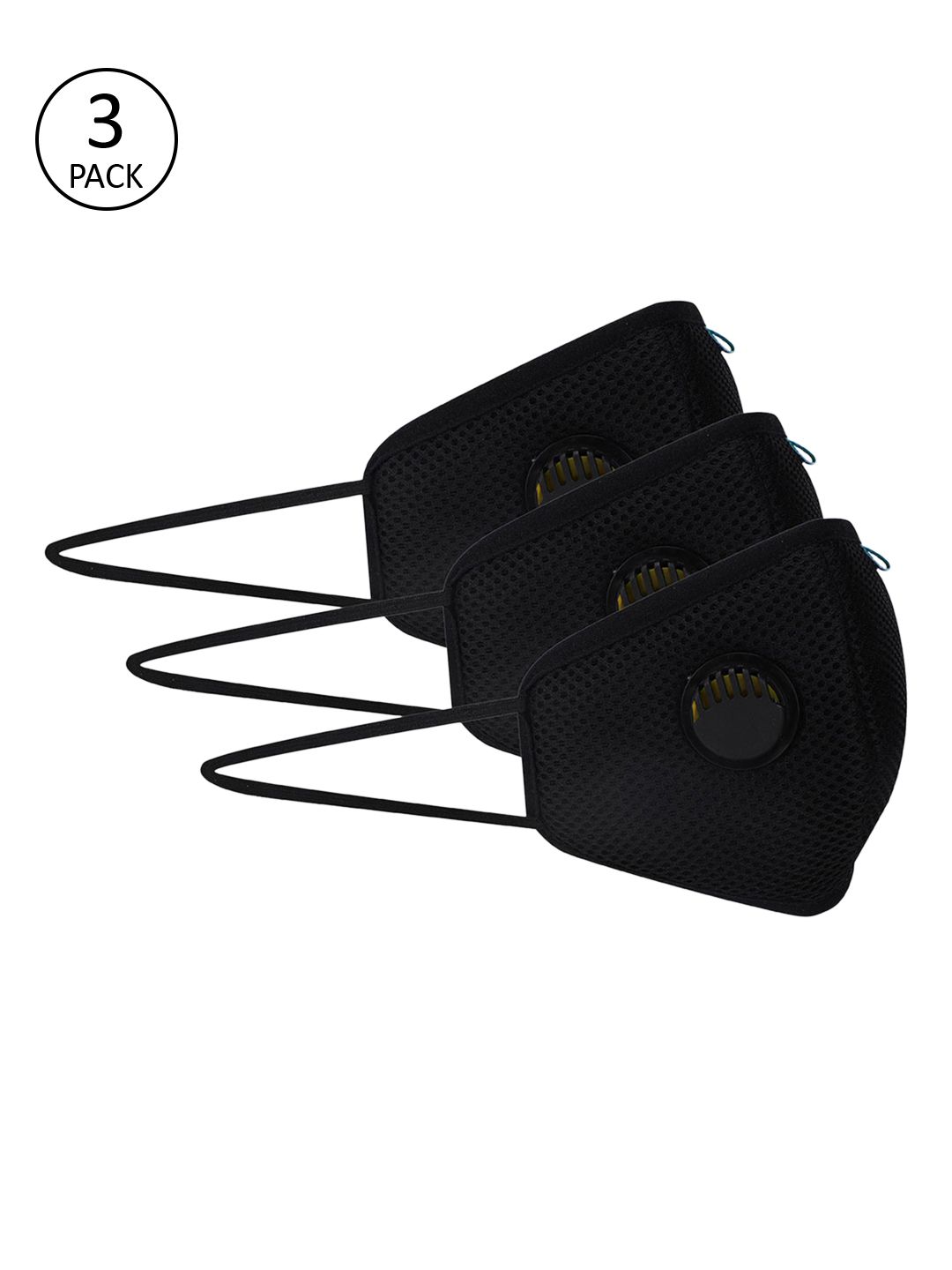 Fresh Filter Unisex Pack of 3 Pcs Black Reusable 6-Ply Protective Outdoor Masks With Valve Price in India