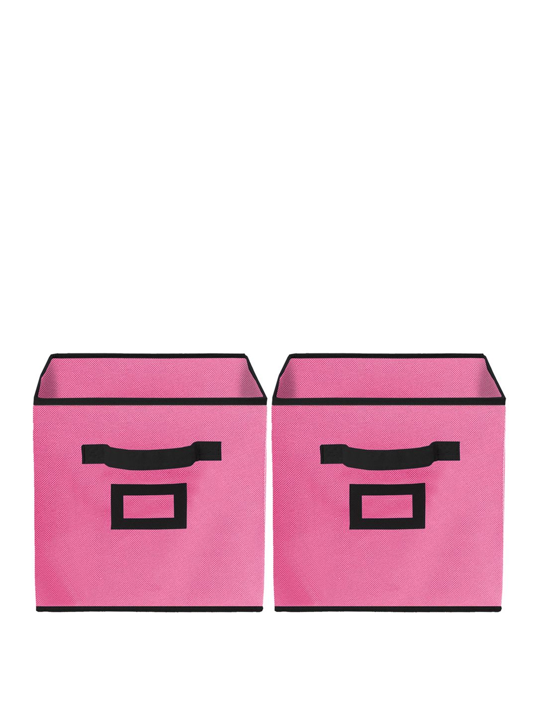 Kuber Industries Set Of 2 Pink Solid Large Foldable Storage Boxes With Handle Replacement Drawer Price in India