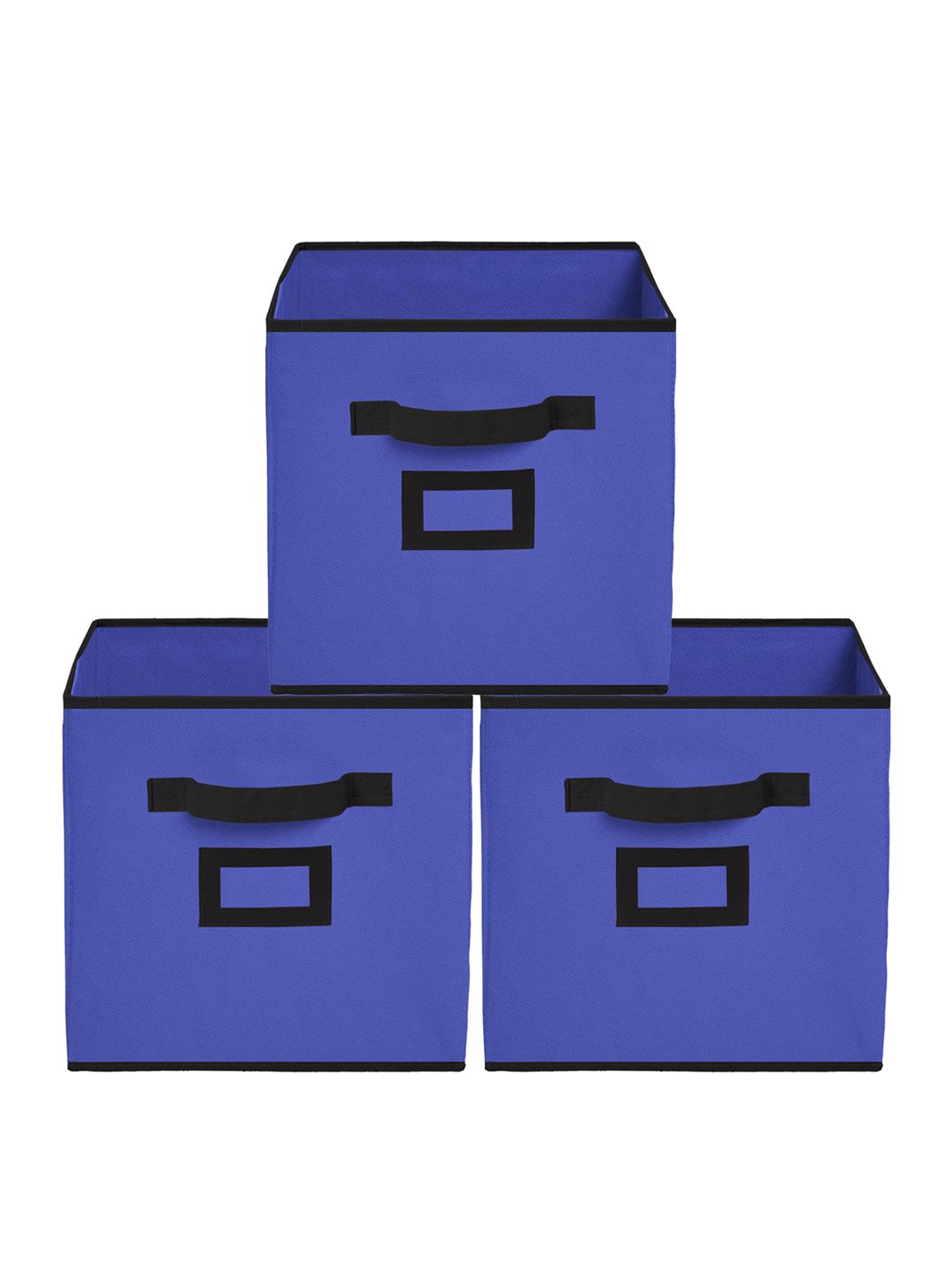 Kuber Industries Set Of 3 Purple Solid Large Foldable Storage Boxes With Handle Replacement Drawer Price in India