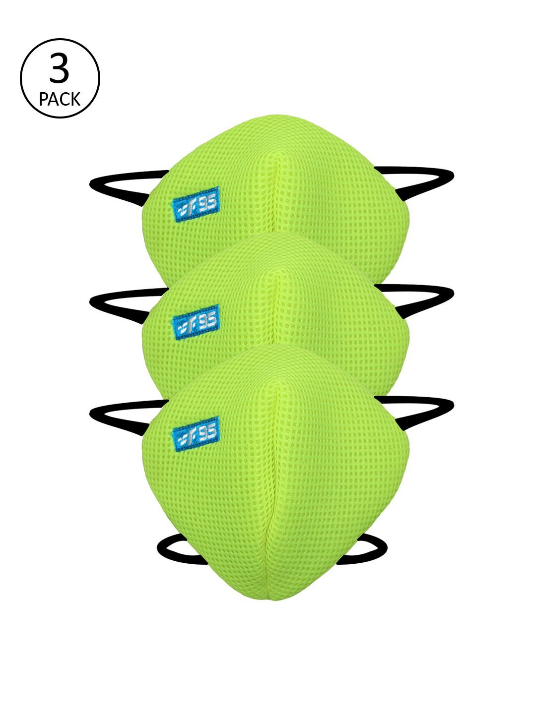 F Gear Adults Pack Of 3 Fluorescent Green 7-Ply Reusable Anti-Pollution Outdoor Masks Price in India