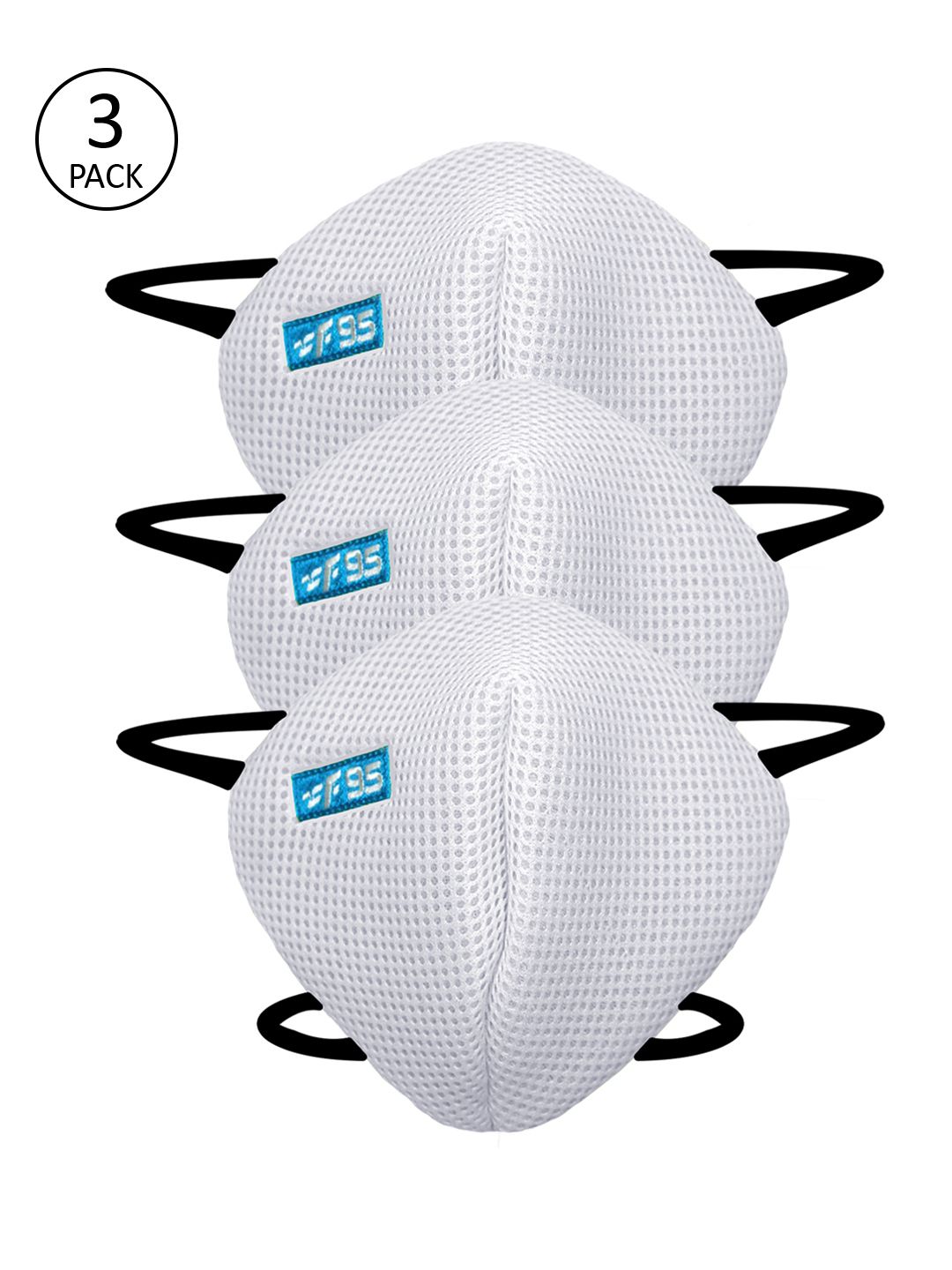 F Gear Unisex Pack Of 3 Solid 7-Ply Reusable F95 Pearl Protective Outdoor Masks Price in India