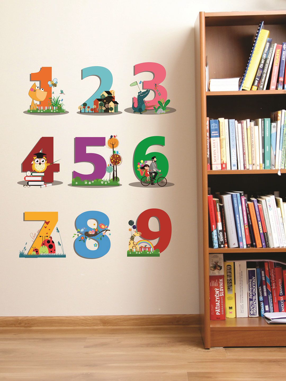 WALLSTICK Red & Blue Numbers Large Vinyl Wall Sticker Price in India