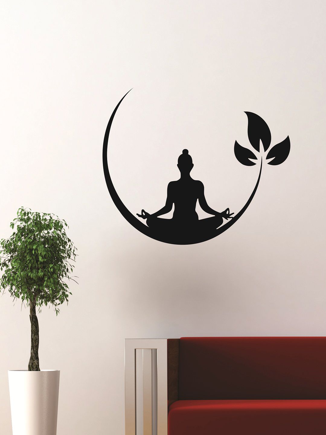 WALLSTICK Black Meditating Buddha Large Vinyl Wall Sticker Price in India