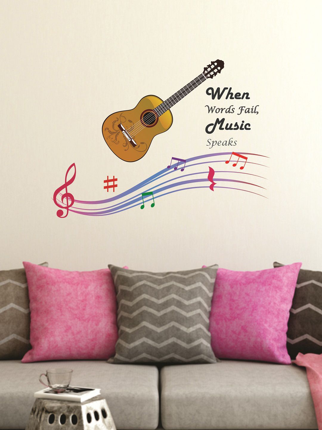 WALLSTICK Brown & Black Music Large Vinyl Wall Sticker Price in India