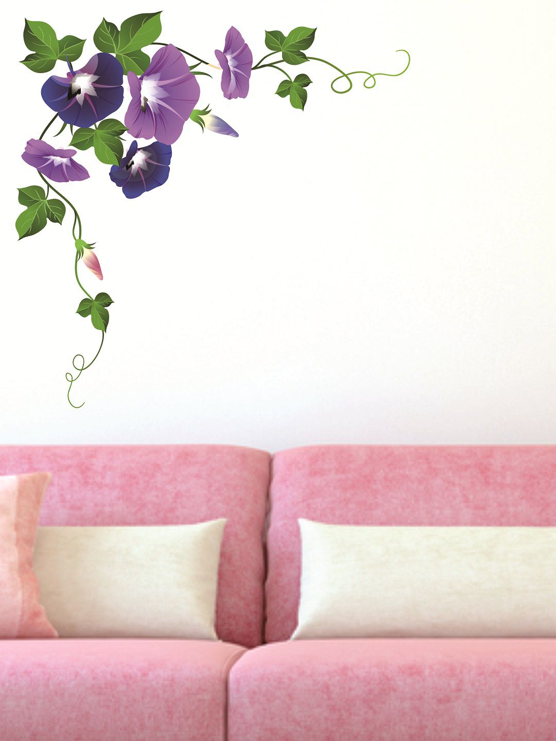 WALLSTICK Purple & Green Flowers Large Vinyl Wall Sticker Price in India