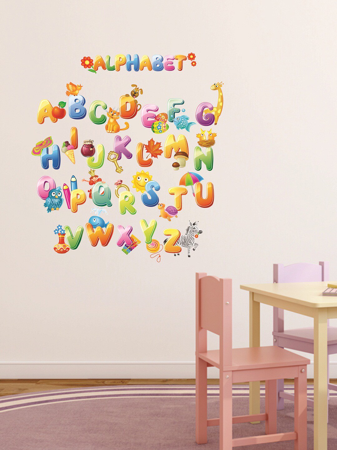 WALLSTICK Multicolored Alphabets Large Vinyl Wall Sticker Price in India