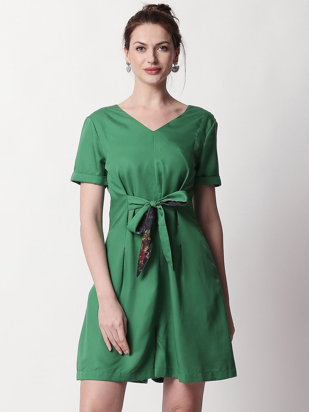 RAREISM Women Green Solid Playsuit Price in India