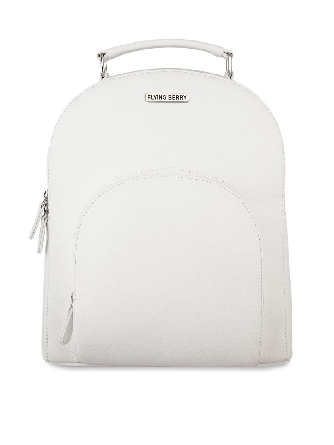 FLYING BERRY Women White Solid Backpack Price in India