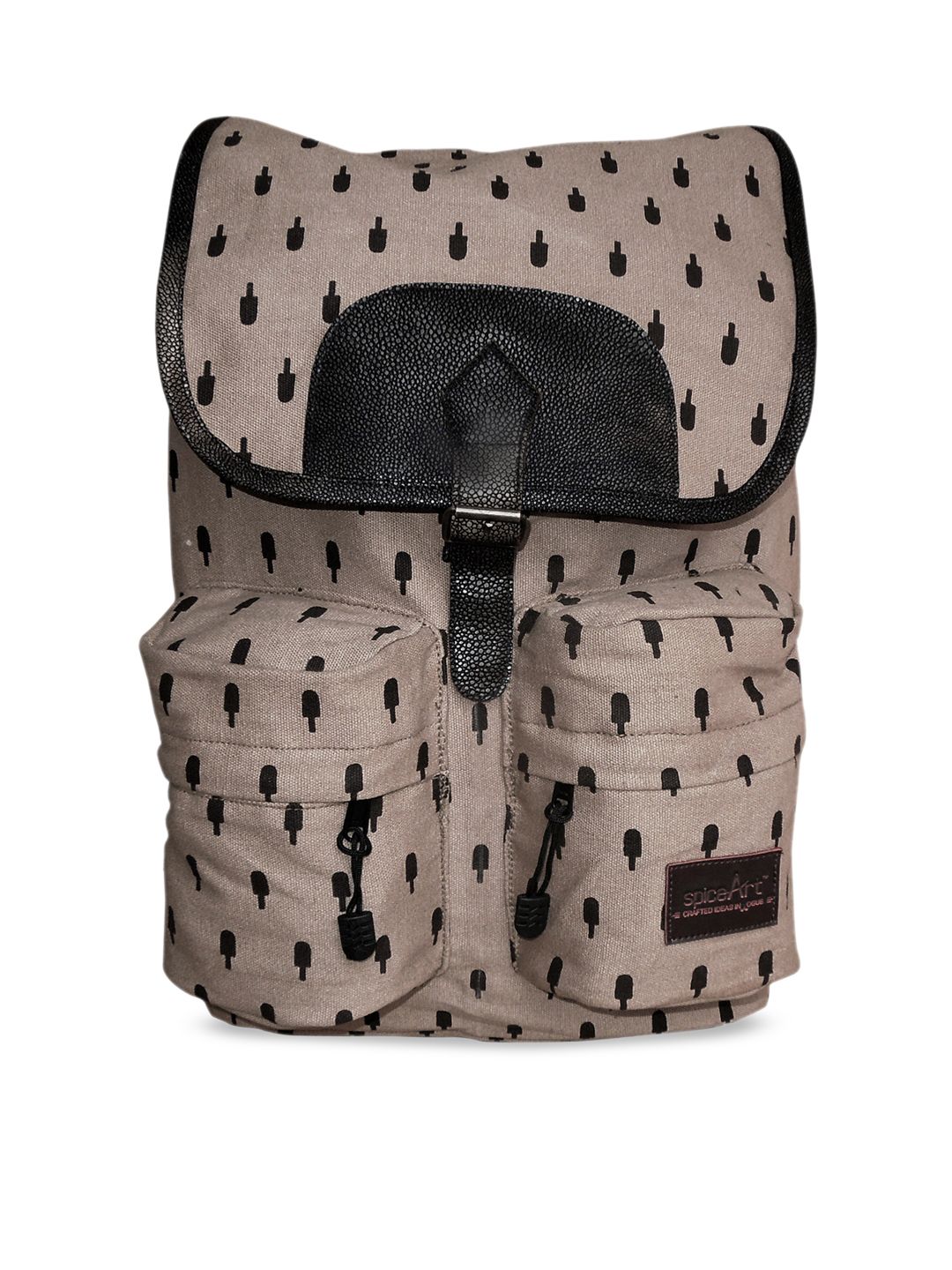 Spice Art Women Brown & Black Popsicle Print Backpack Price in India