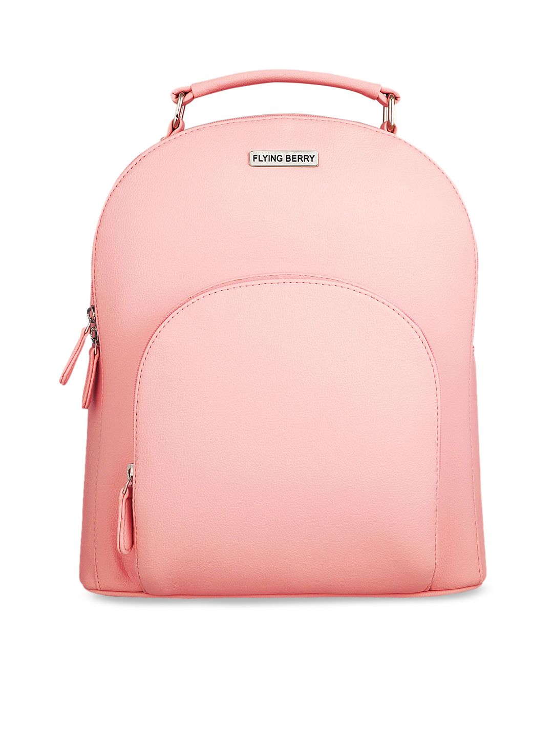 FLYING BERRY Women Baby Pink Solid Backpack Price in India