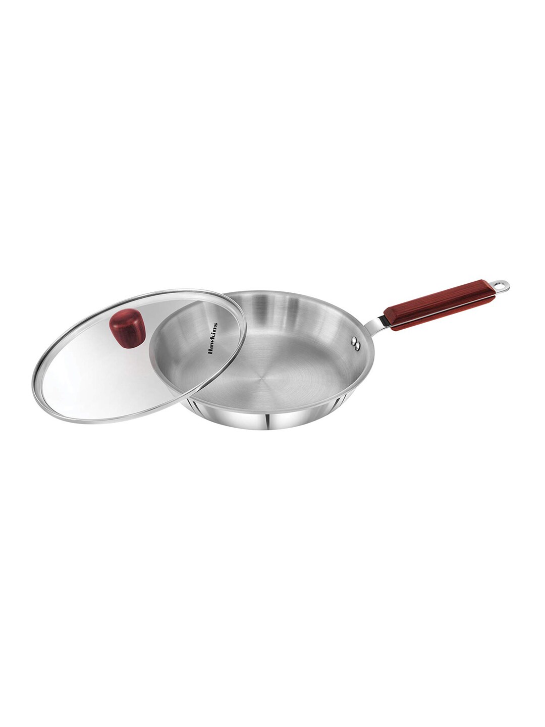 Hawkins Silver-Toned & Red Triply 3 mm Extra-Thick Stainless Steel Frying Pan With Lid Price in India