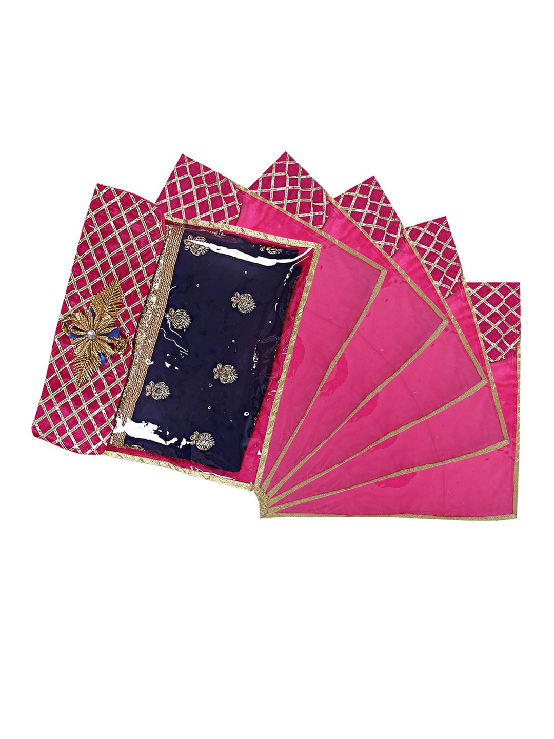 Kuber Industries Set Of 6 Pink Silk Embellished Saree Cover Organizers Price in India