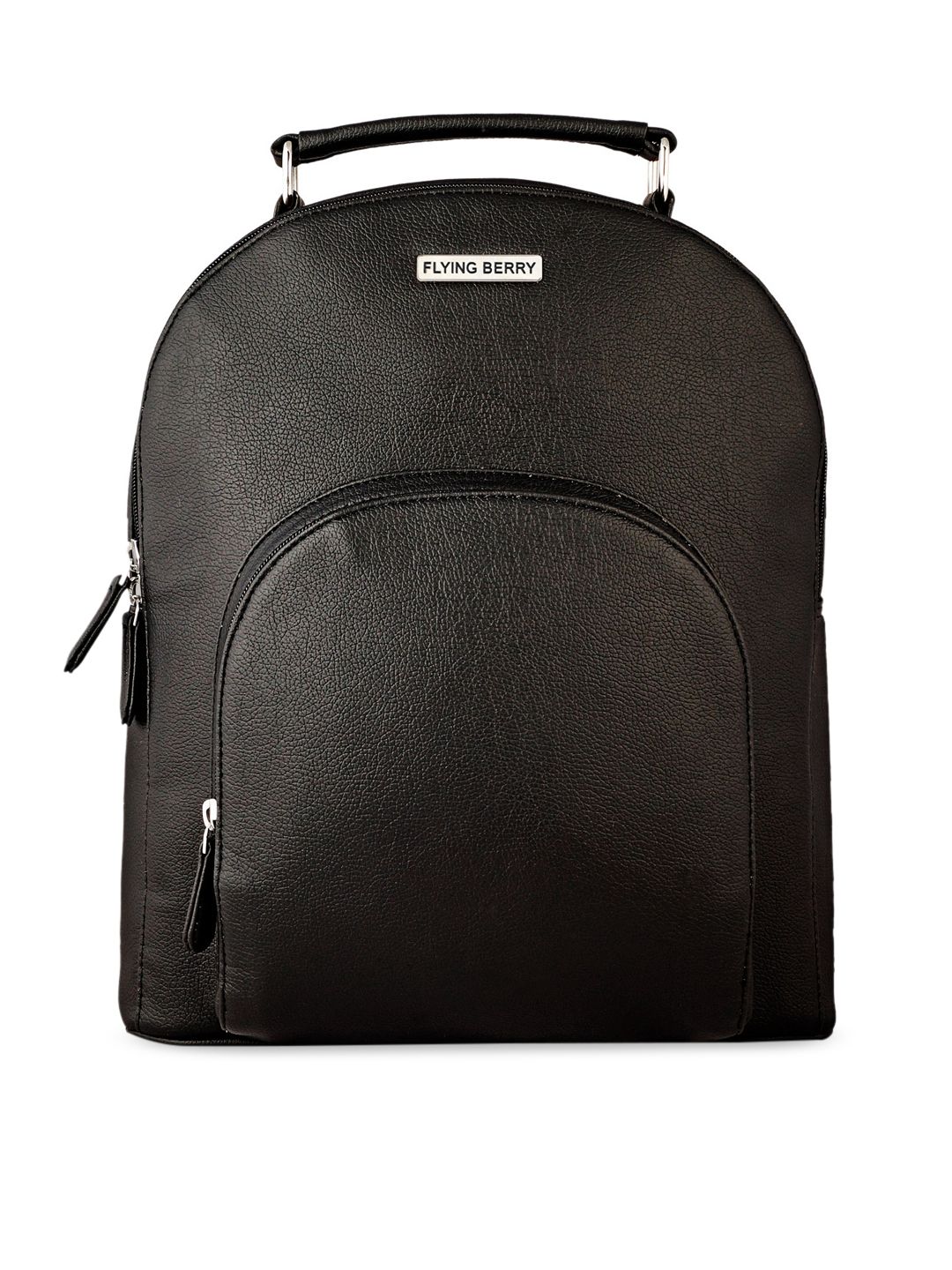 FLYING BERRY Women Black Solid Backpack Price in India