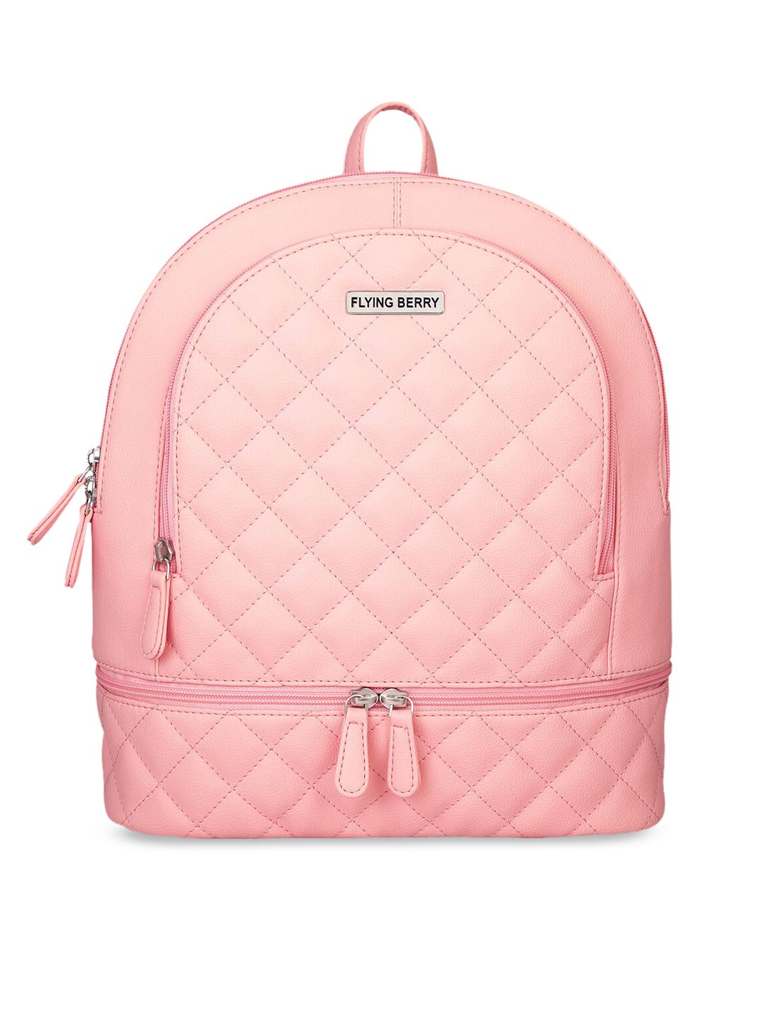 FLYING BERRY Women Pink Solid Quilted Backpack Price in India