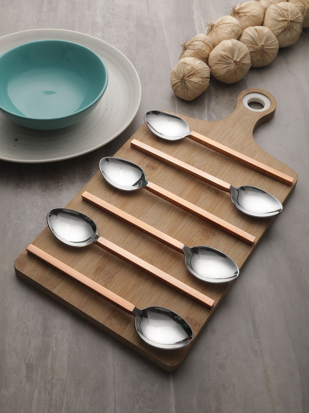 VarEesha Set Of 6 Copper-Toned Solid Stainless Steel Hand-Painted Table Spoons Price in India